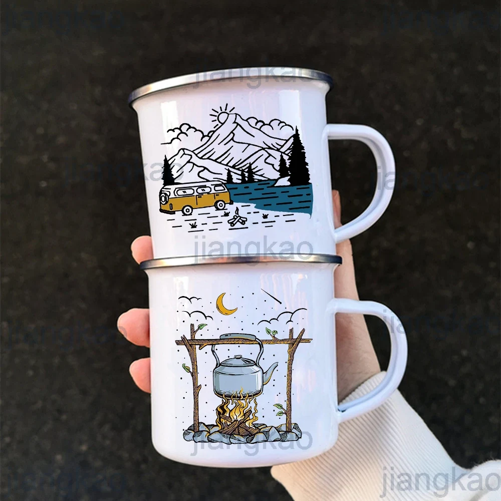 Beer Mug Handled - قافلة مطبوعة أكواب التخييم التخييم المينا