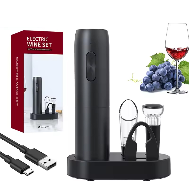 Bottle Stopper Set - مجموعة فتاحة زجاجات النبيذ الكهربائية 4