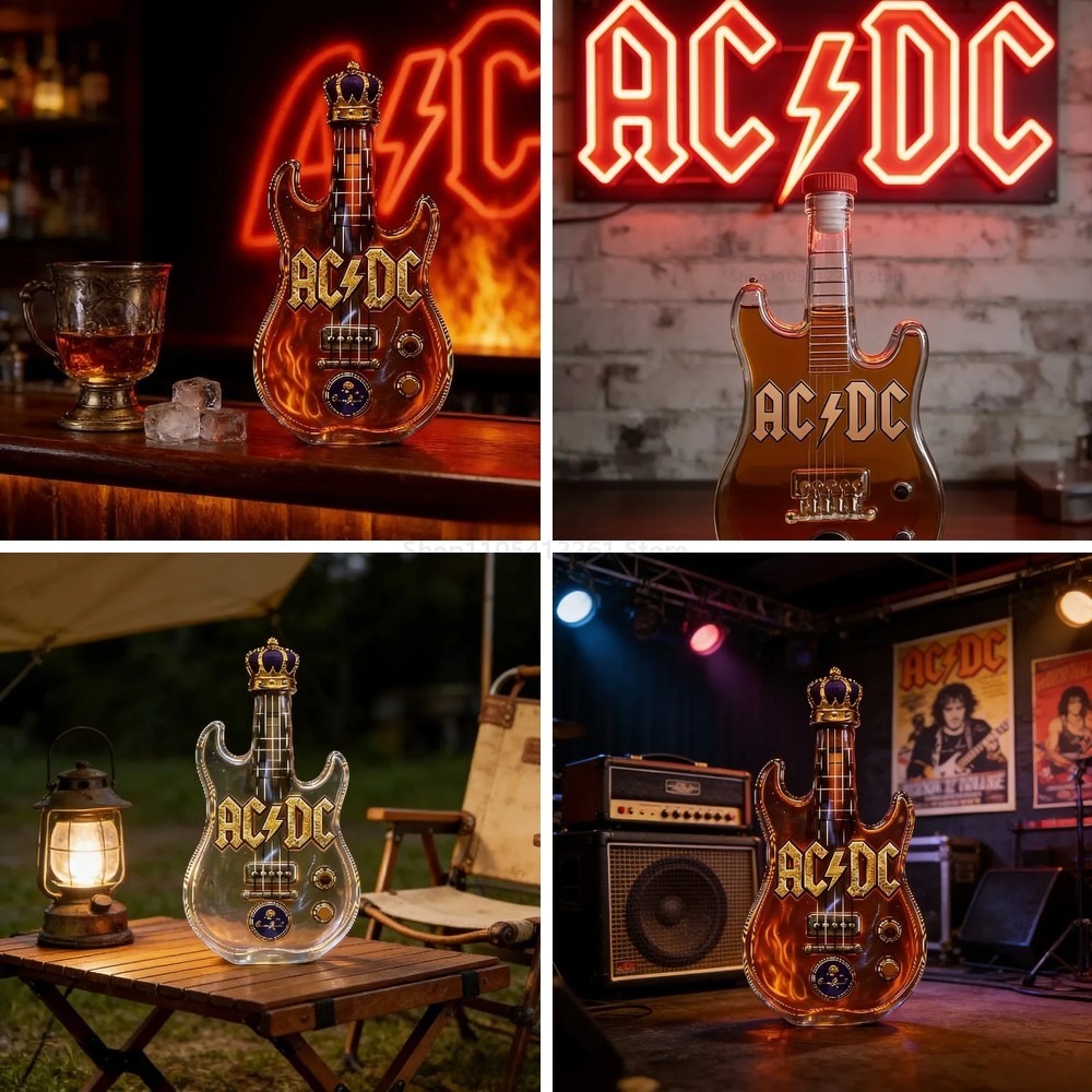 Wine Beer And Spirits - قارورة ويسكي مستوحاة من جيتار AC/DC